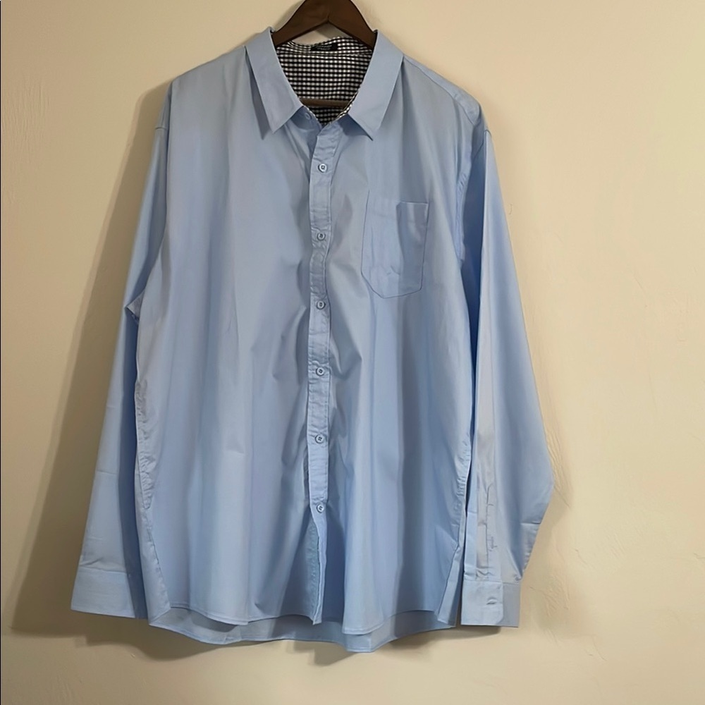 Coofandy Light Blue Men's Collard Business Casual Minimalist Dress Shirt 3XL
